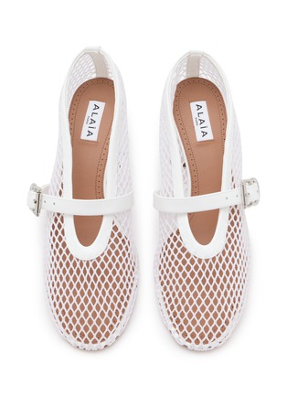 Detail View - Click To Enlarge - ALAÏA - 55 Patent Leather Fishnet Pumps