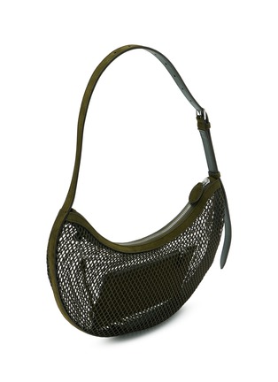 Detail View - Click To Enlarge - ALAÏA - One Piece Demi Lune Fishnet Suede Leather Shoulder Bag