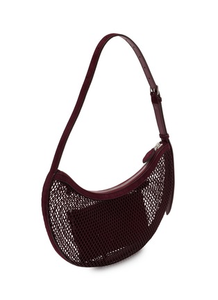 Detail View - Click To Enlarge - ALAÏA - One Piece Demi Lune Fishnet Suede Leather Shoulder Bag