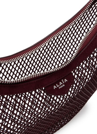 Detail View - Click To Enlarge - ALAÏA - One Piece Demi Lune Fishnet Suede Leather Shoulder Bag