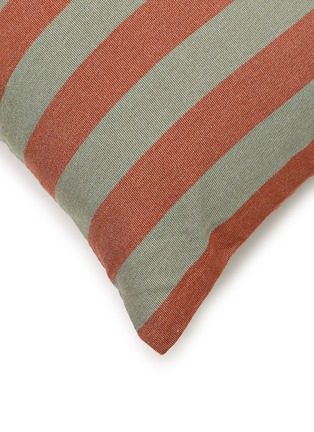 Detail View - Click To Enlarge - GARDEN GLORY - Small Striped Outdoor Pillow — Eucalyptus and Terracotta