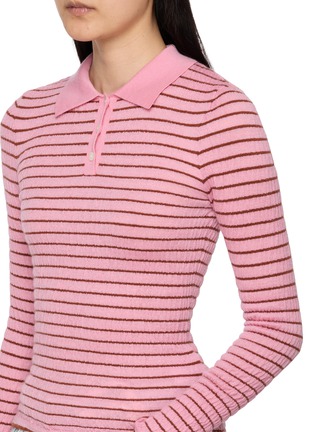  - GUEST IN RESIDENCE - Smocked Long Sleeve Shrunken Polo