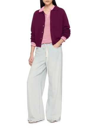 Figure View - Click To Enlarge - GUEST IN RESIDENCE - Smocked Long Sleeve Shrunken Polo