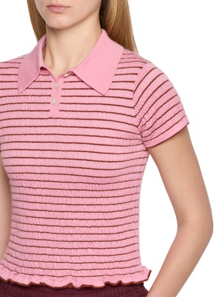  - GUEST IN RESIDENCE - Smocked Shrunken Striped Cashmere Knit Polo Shirt