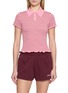 GUEST IN RESIDENCE Smocked Shrunken Striped Cashmere Knit Polo Shirt