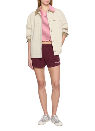 Figure View - Click To Enlarge - GUEST IN RESIDENCE - Smocked Shrunken Striped Cashmere Knit Polo Shirt