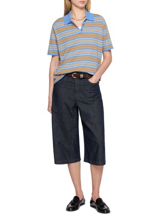 Figure View - Click To Enlarge - GUEST IN RESIDENCE - Short Sleeve Stripe Rugby Knit Polo Shirt