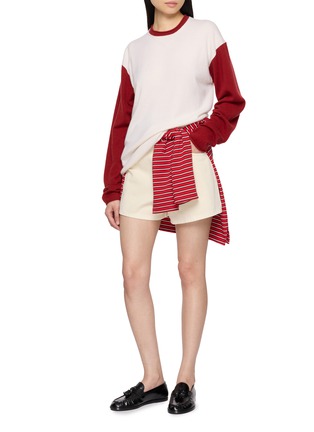 Figure View - Click To Enlarge - GUEST IN RESIDENCE - Colour Block Oversized Baseball Crewneck Top