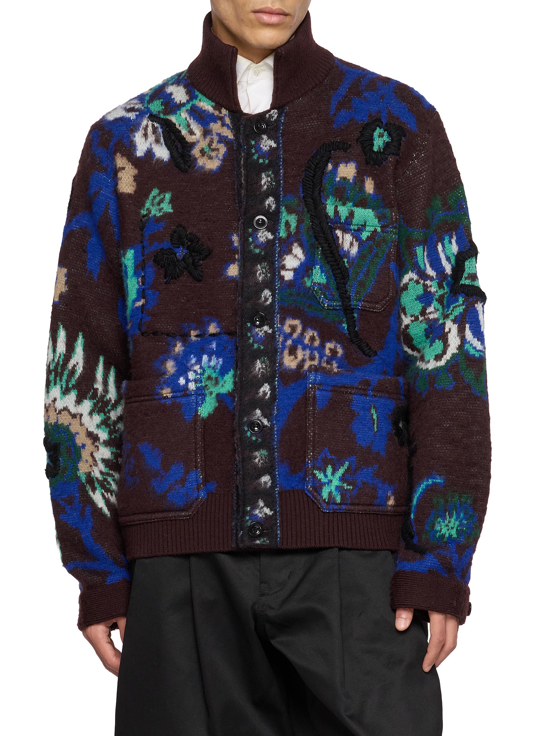 SACAI | Floral Jacquard Knit Blouson Jacket | Men | Lane Crawford