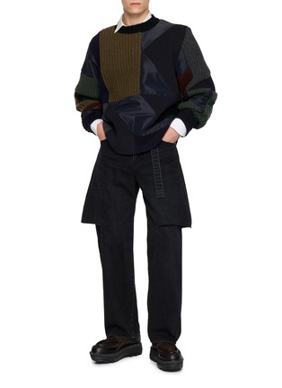 Figure View - Click To Enlarge - SACAI - X A.P.C. Patchwork Knit Sweater