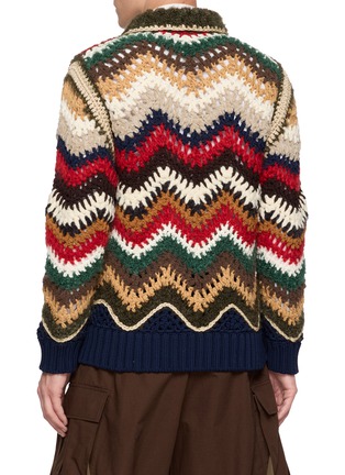Back View - Click To Enlarge - SACAI - Chevron Crochet Knit Blouson Jacket