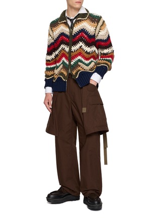 Figure View - Click To Enlarge - SACAI - Chevron Crochet Knit Blouson Jacket