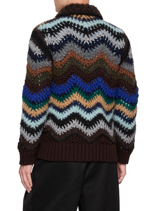 Back View - Click To Enlarge - SACAI - Chevron Crochet Knit Blouson Jacket
