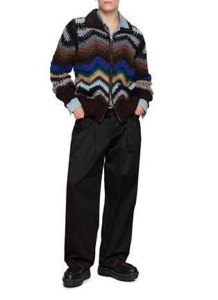 Figure View - Click To Enlarge - SACAI - Chevron Crochet Knit Blouson Jacket