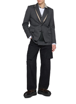 Figure View - Click To Enlarge - SACAI - Layered Herringbone Suiting Jacket