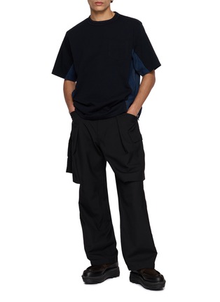Figure View - Click To Enlarge - SACAI - Denim Hybrid Cotton Jersey T-Shirt