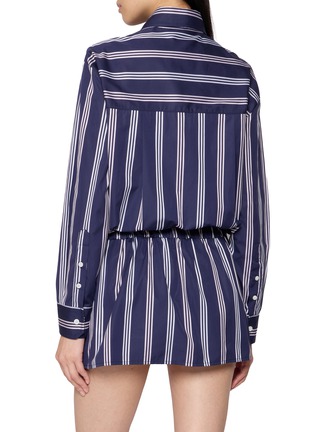 Back View - Click To Enlarge - HOMMEGIRLS - Striped Elasticated Waistband Cotton Shirt Dress
