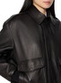  - HOMMEGIRLS - Shearling Collar Leather Bomber Jacket