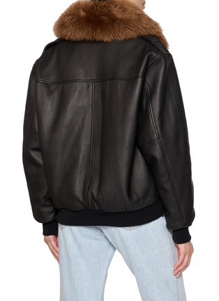 Back View - Click To Enlarge - HOMMEGIRLS - Shearling Collar Leather Bomber Jacket