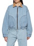 HOMMEGIRLS Light Wash Denim Bomber Jacket