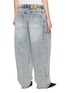 Back View - Click To Enlarge - BONBOM - Elasticated Tucked Front Voluminous Medium Wash Jeans
