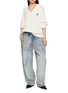 Figure View - Click To Enlarge - BONBOM - Elasticated Tucked Front Voluminous Medium Wash Jeans