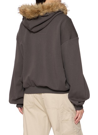 Back View - Click To Enlarge - BONBOM - Fur Trim Hooded Zip Up Jacket