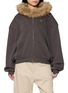 BONBOM Fur Trim Hooded Zip Up Jacket