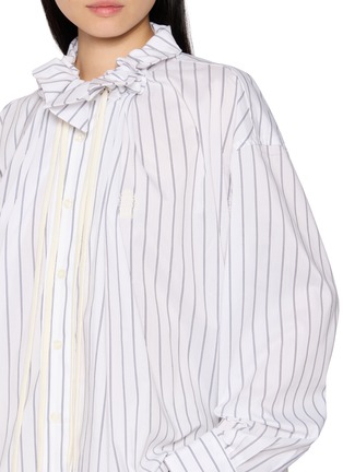  - BONBOM - Gathered Neck Striped Shirt