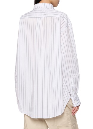 Back View - Click To Enlarge - BONBOM - Gathered Neck Striped Shirt