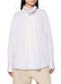 BONBOM Gathered Neck Striped Shirt