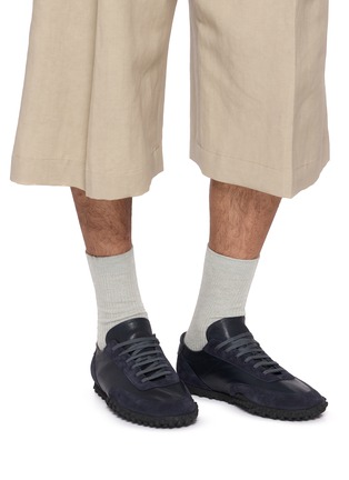 Figure View - Click To Enlarge - COMMON PROJECTS - Minimal Runner Seventy Leather Suede Men's Sneakers