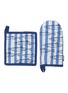BATELA Striped Fish Print Oven Mitt Pot Holder Set