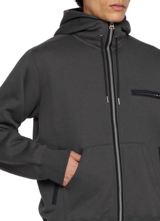 - SACAI - Zip Up Cotton Jersey Hoodie