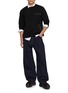 Figure View - Click To Enlarge - SACAI - Belted Pleated Wide Leg Denim Pants