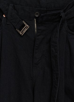  - SACAI - Belted Pleated Wide Leg Denim Pants