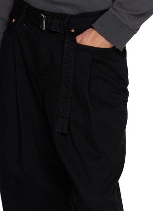  - SACAI - Belted Pleated Wide Leg Denim Pants