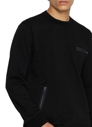  - SACAI - Long Sleeve Zip Pocket Cotton Jersey T-Shirt