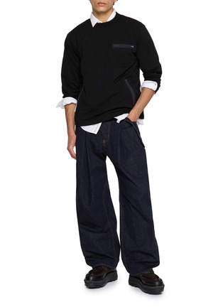 Figure View - Click To Enlarge - SACAI - Long Sleeve Zip Pocket Cotton Jersey T-Shirt