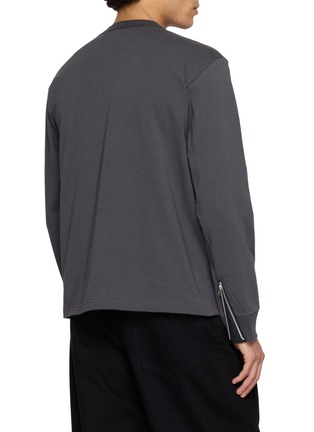 Back View - Click To Enlarge - SACAI - Long Sleeve Zip Pocket Cotton Jersey T-Shirt