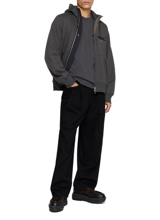 Figure View - Click To Enlarge - SACAI - Long Sleeve Zip Pocket Cotton Jersey T-Shirt