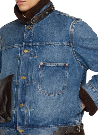  - SACAI - X Levi’s Shearling Accent Pleated Medium Wash Denim Jacket
