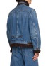 Back View - Click To Enlarge - SACAI - X Levi’s Shearling Accent Pleated Medium Wash Denim Jacket