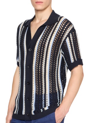  - FRESCOBOL CARIOCA - Pinto Short Sleeve Open Weave Crochet Cotton Cardigan