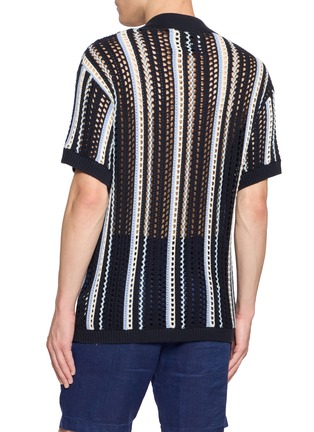 Back View - Click To Enlarge - FRESCOBOL CARIOCA - Pinto Short Sleeve Open Weave Crochet Cotton Cardigan