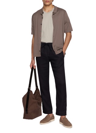 Figure View - Click To Enlarge - FRESCOBOL CARIOCA - Oscar Elasticated Drawstring Waistband Cotton Linen Pants