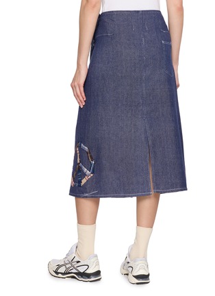 Back View - Click To Enlarge - STORY MFG - Fold Peace Patchwork Denim Skirt