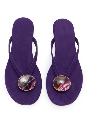 Detail View - Click To Enlarge - CHRISTOPHER ESBER - Aura Quartz Leather Flip Flop