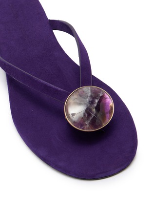 Detail View - Click To Enlarge - CHRISTOPHER ESBER - Aura Quartz Leather Flip Flop