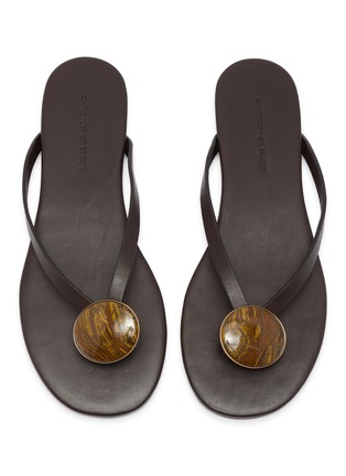 Detail View - Click To Enlarge - CHRISTOPHER ESBER - Aura Quartz Leather Flip Flop